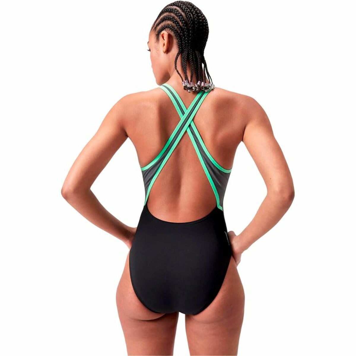 Baddräkt Dam Speedo High Neck Splice Cross Grön - 4
