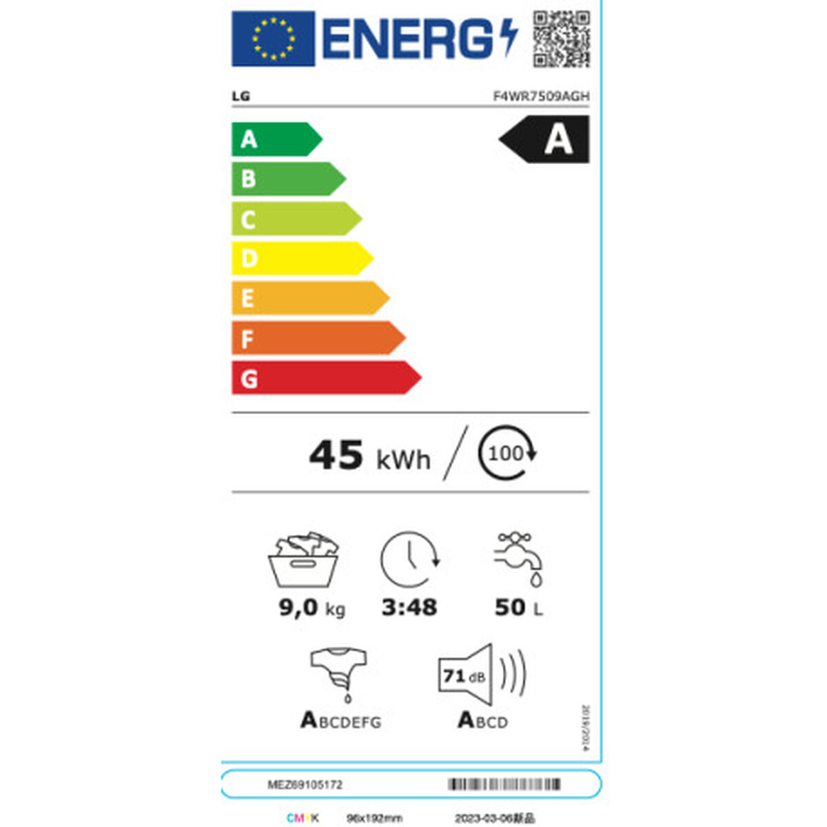 Tvättmaskin LG F4WR7509AGH 60 cm 1400 rpm 9 kg - 3