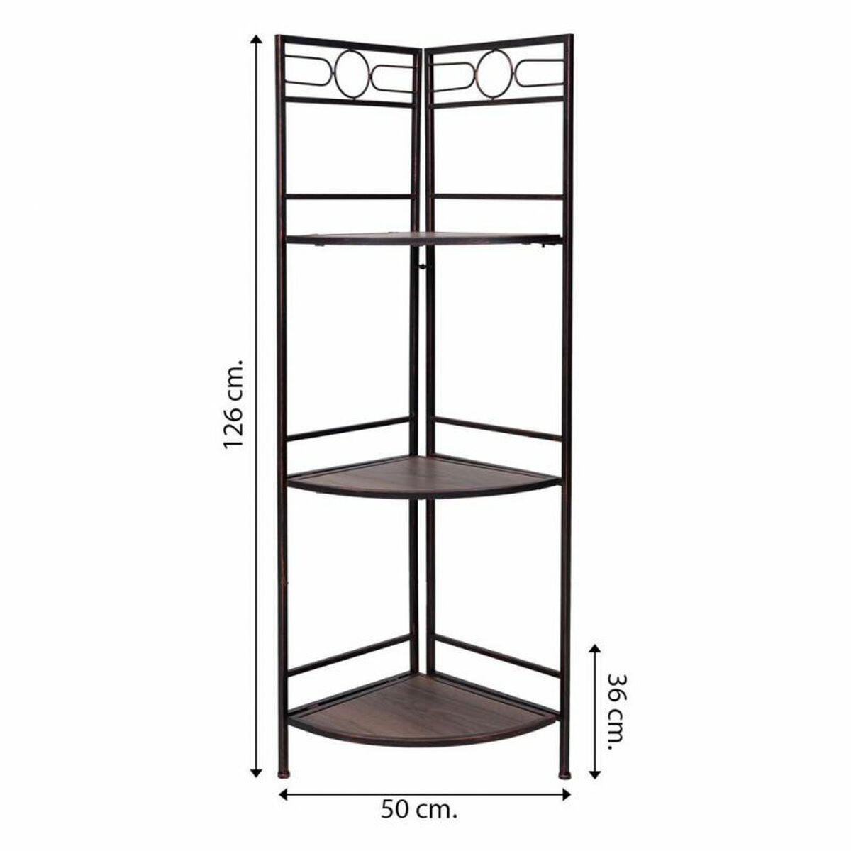 Vinkelhylla Alexandra House Living Svart Gyllene Metall Trä MDF 36 x 126 x 50 cm - 6