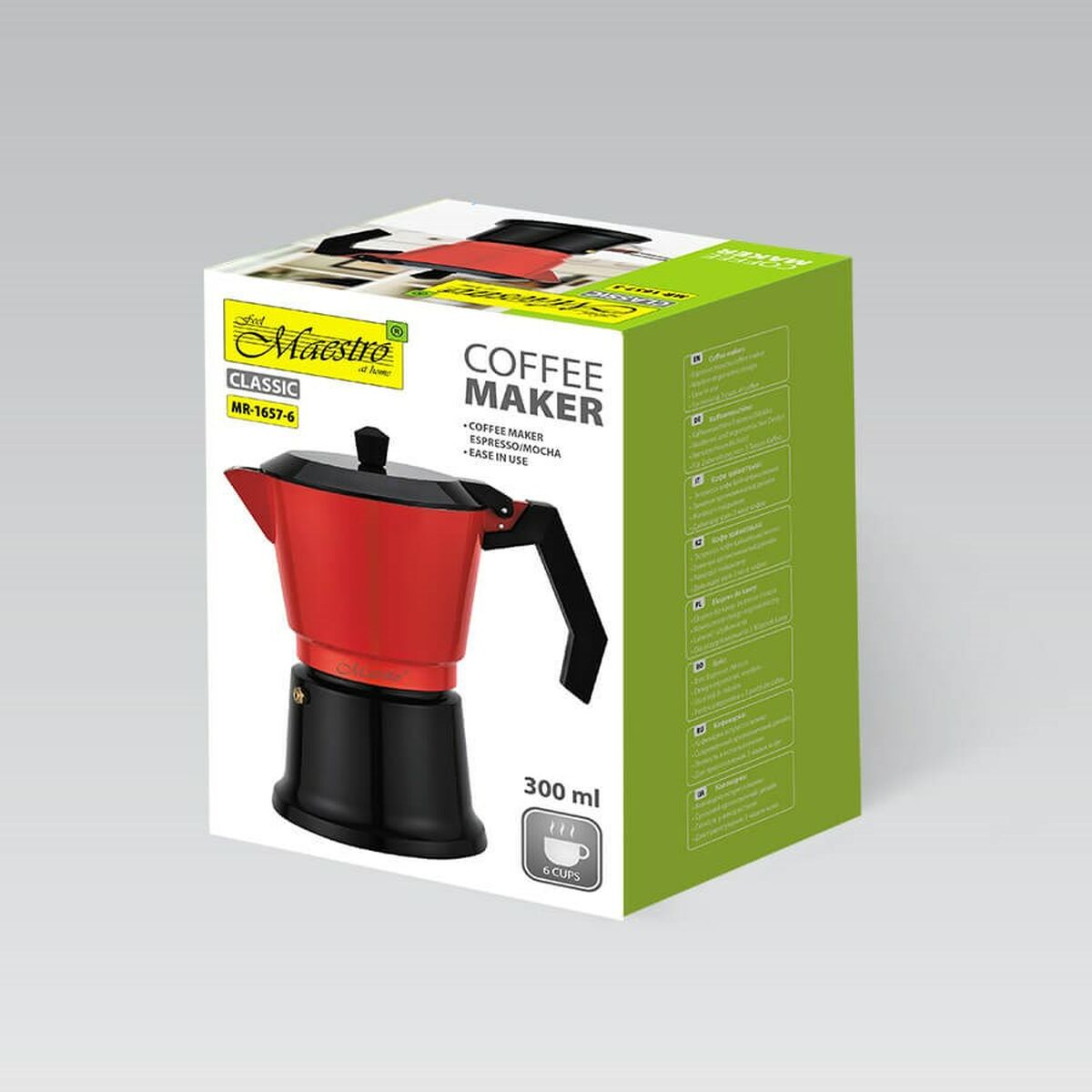 Italiensk Kaffepanna Feel Maestro MR-1657-6 Svart Röd Aluminium 300 ml 6 Koppar - 6