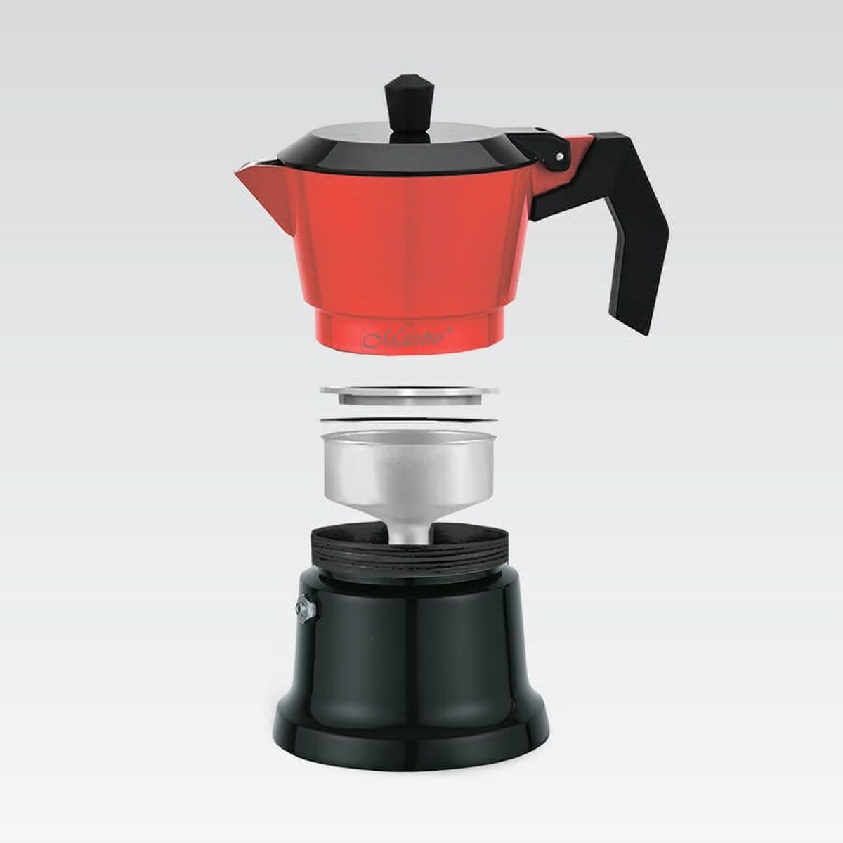Italiensk Kaffepanna Feel Maestro MR-1657-6 Svart Röd Aluminium 300 ml 6 Koppar - 2