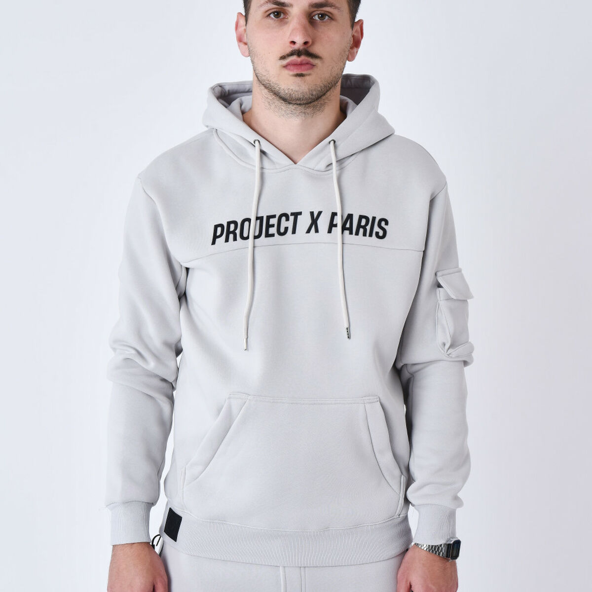 Tröja med huva Herr Project X Paris PROJECT SWEAD&HOODIE 2522058 LS Grå - 2
