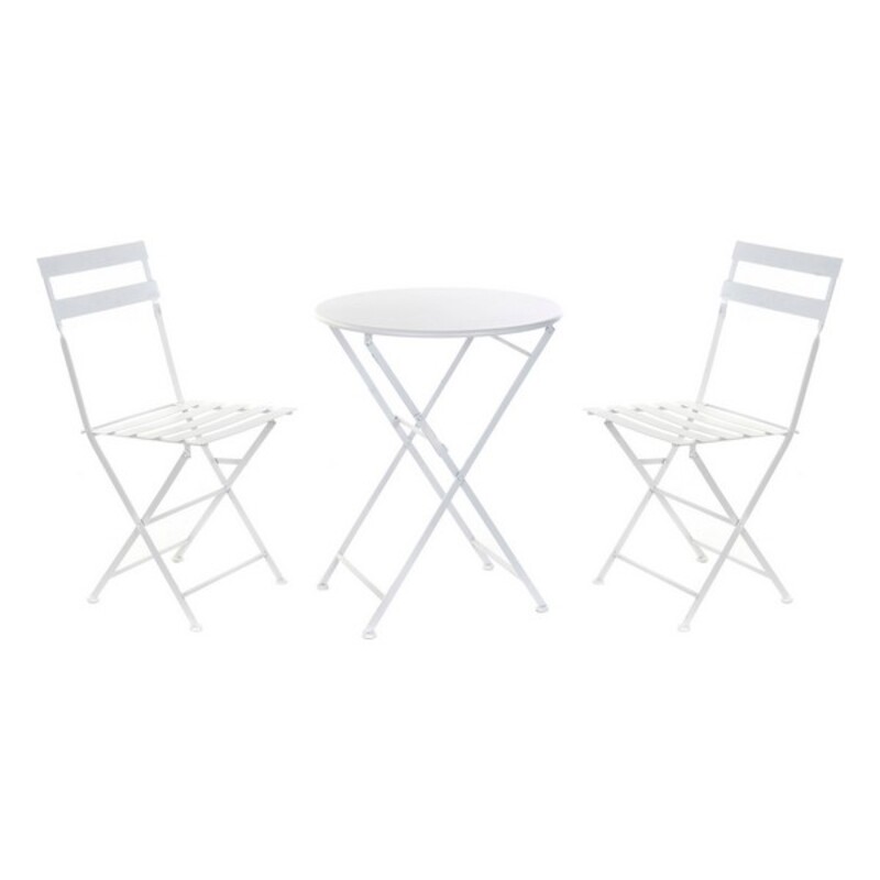 Bordsgrupp med 2 stolar DKD Home Decor Vit 80 cm 60 x 60 x 70 cm (3 pcs)