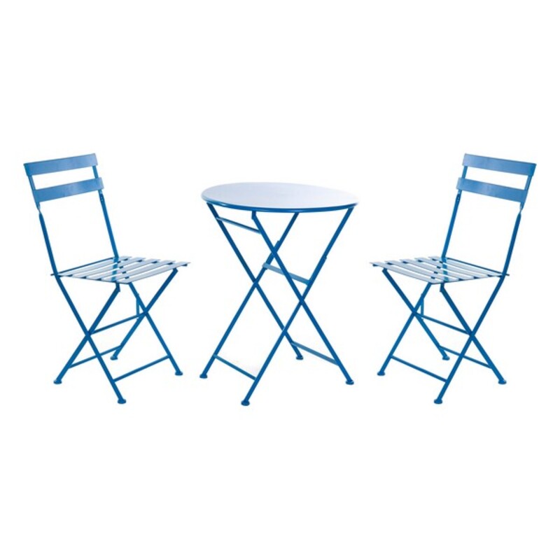 Bordsgrupp med 2 stolar DKD Home Decor MB-166634 Blå 80 cm 60 x 60 x 70 cm (3 pcs)