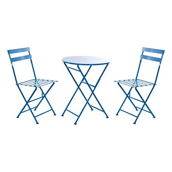 Bordsgrupp med 2 stolar DKD Home Decor MB-166634 Blå 80 cm 60 x 60 x 70 cm (3 pcs)