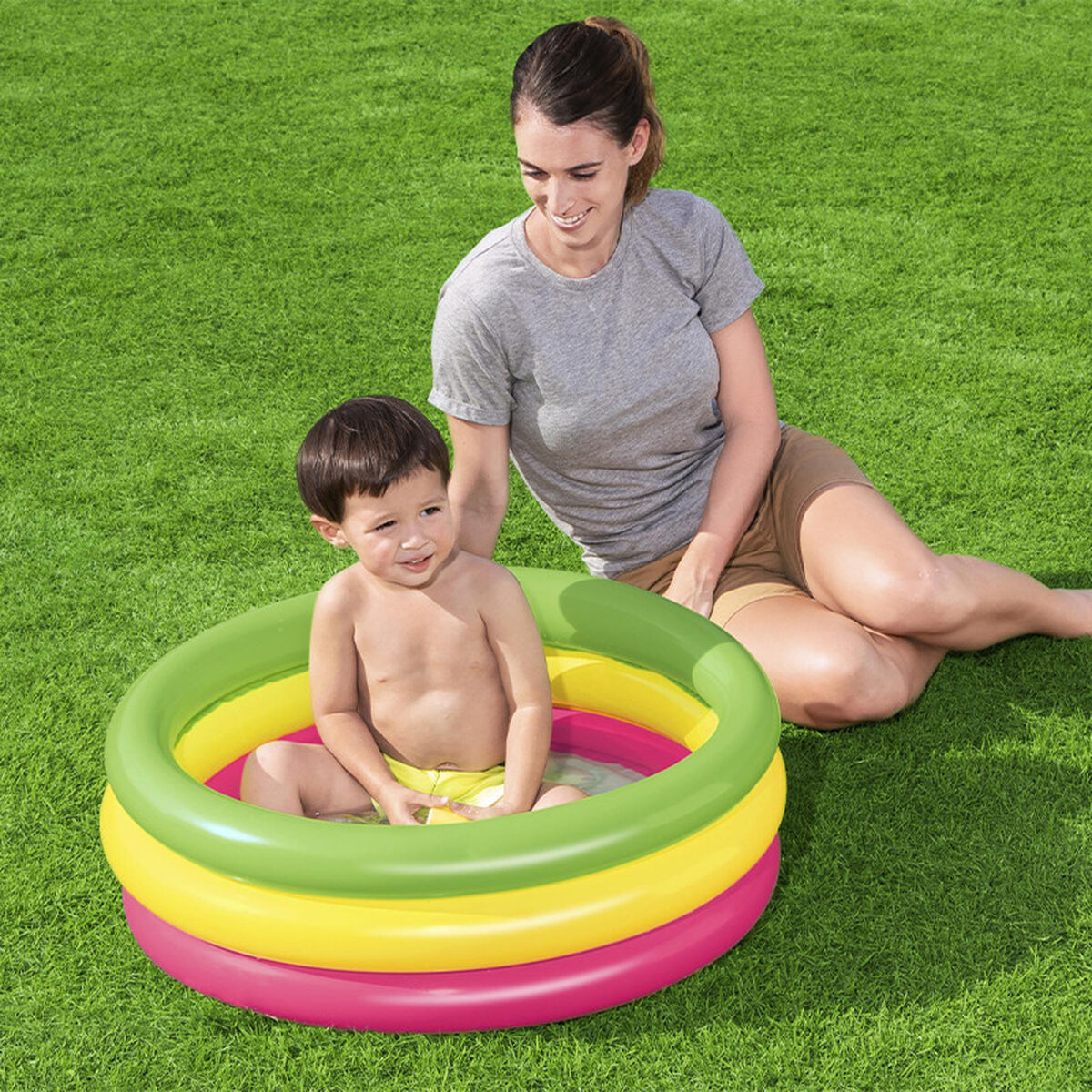 Bestway Uppblåsbar Barnbassäng 3 Ringar Mjuk Botten 70x24 cm +2 År Trädgård 51128 - 3
