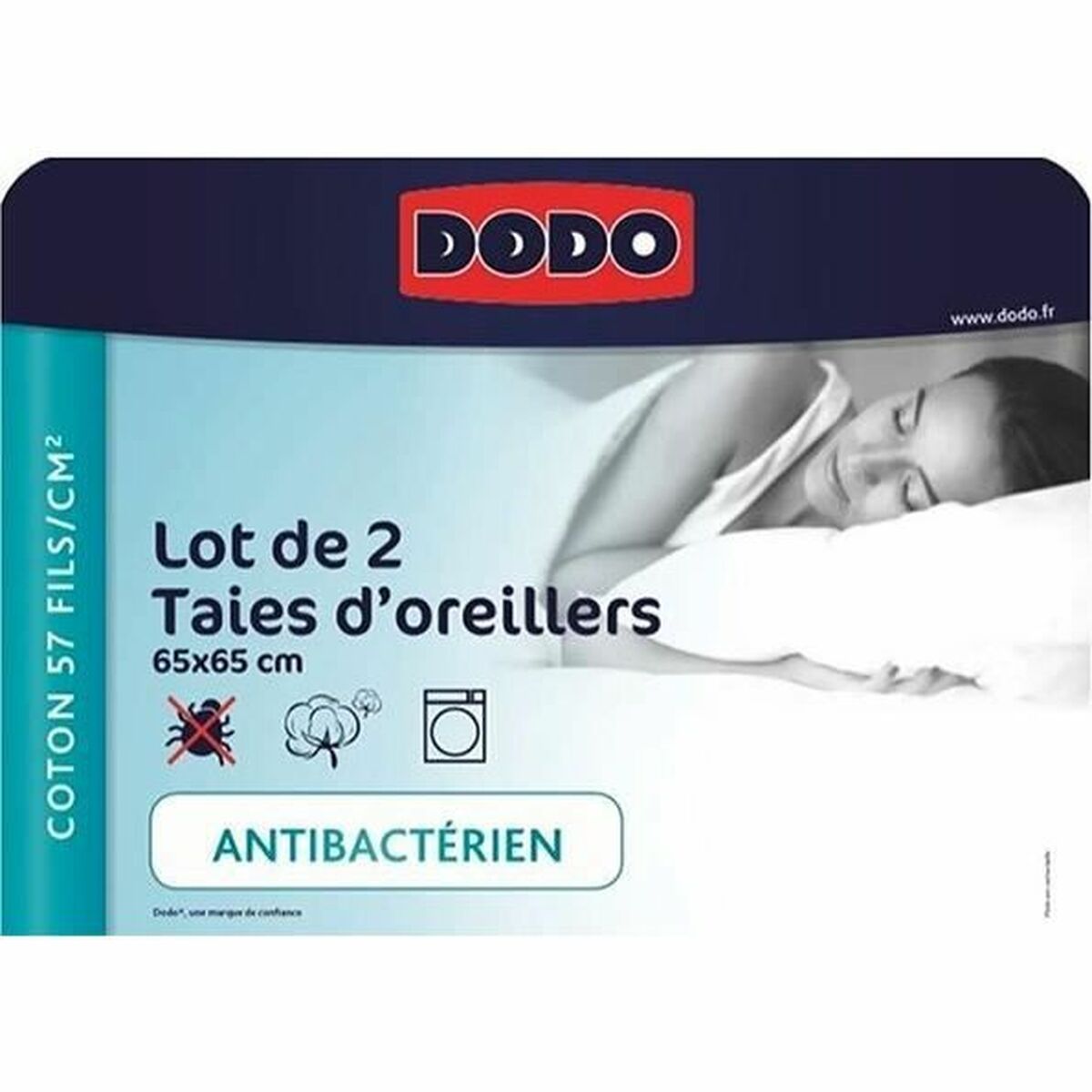 Örngott DODO 2 antal Vit Antracitgrå 65 x 65 cm - 2