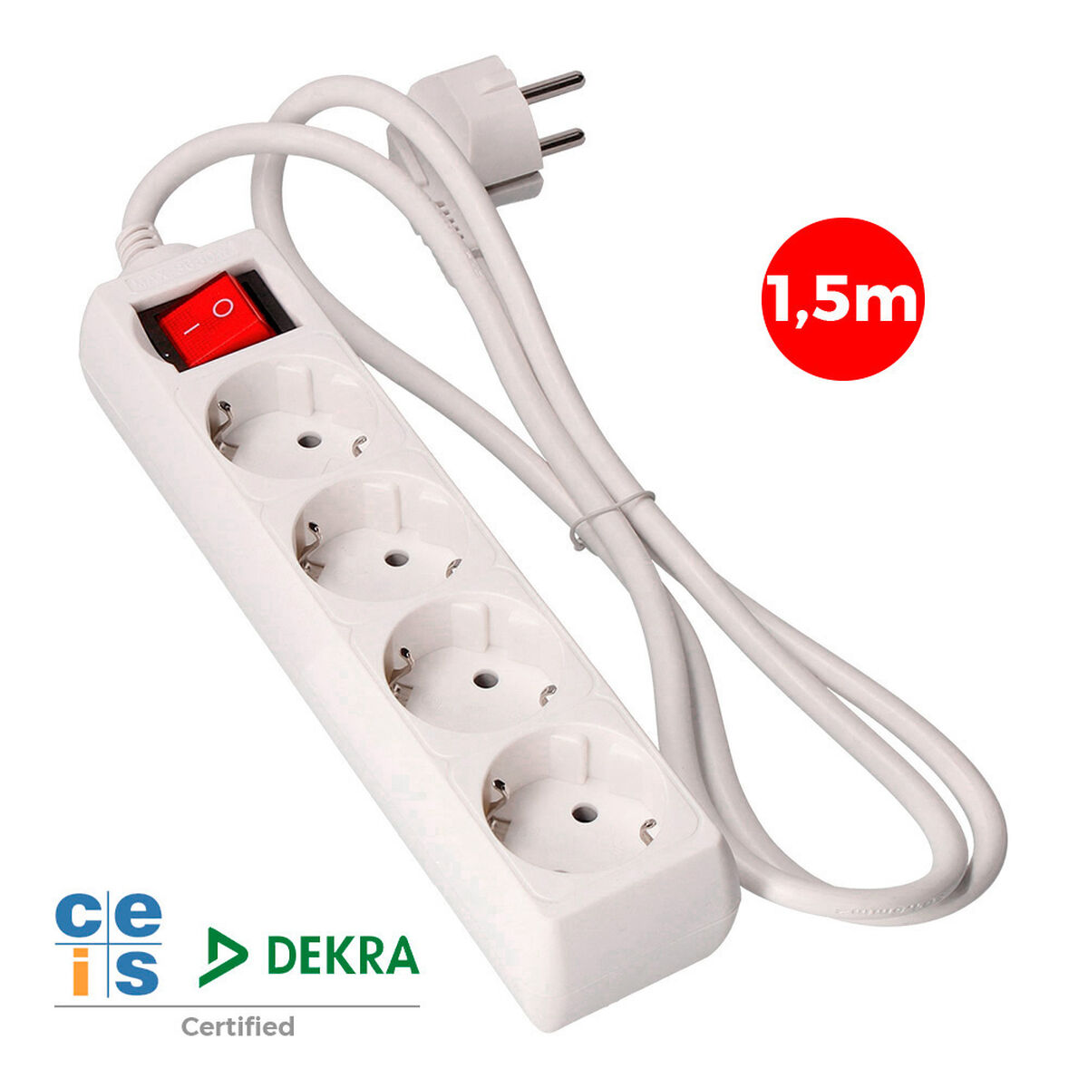 Ellist 4 Tomas-uttag med brytare EDM 41010 Schuko (1,5 m) - 3