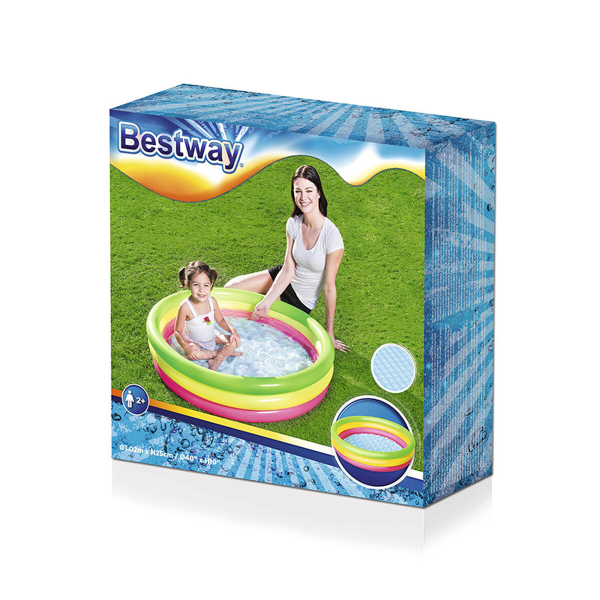 Bestway Uppblåsbar Barnpool med 3 Ringar Mjukbottnad 102x25 cm +2 År Trädgård 51104 - 3