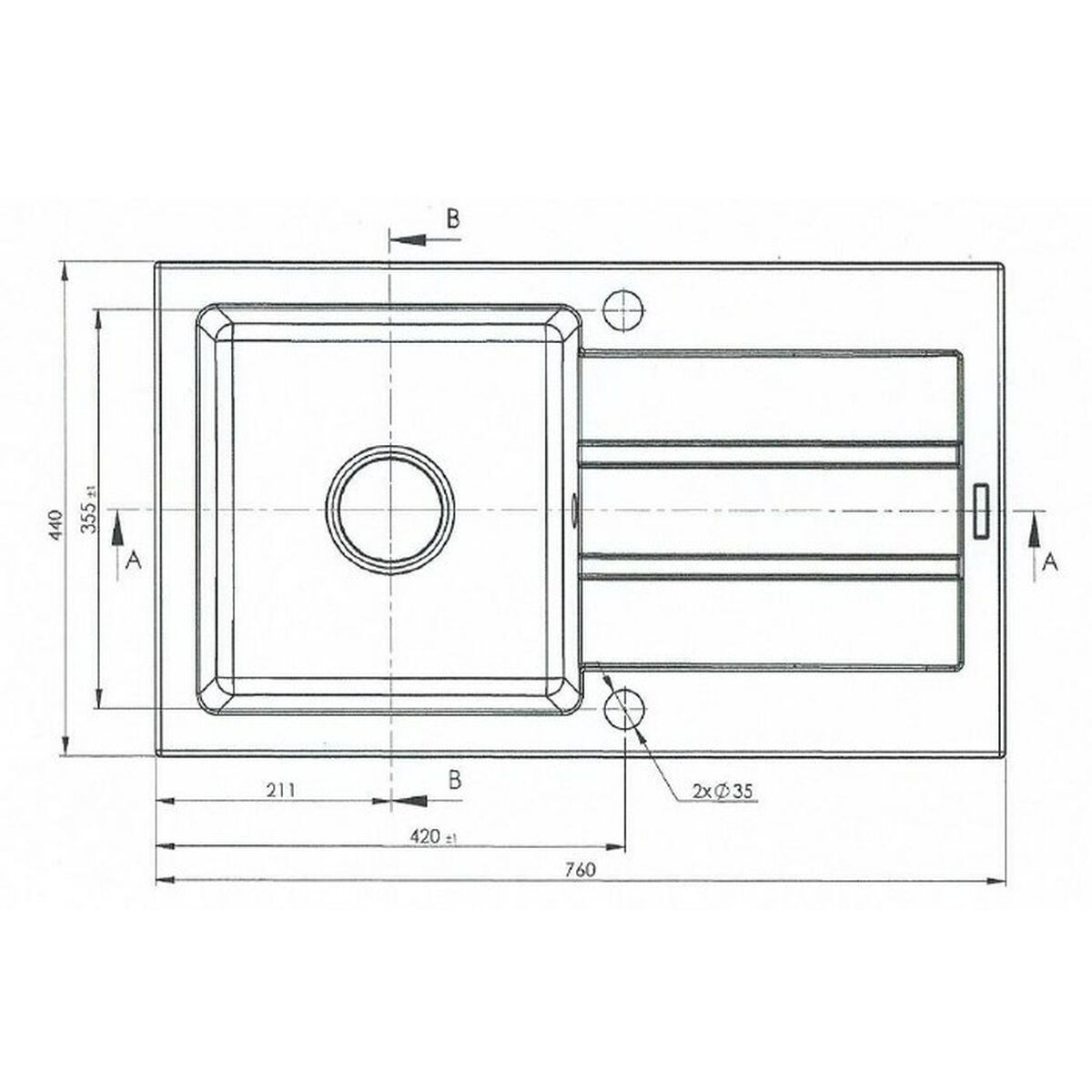 Diskho enkel Maidsinks 76 x 44 cm Grå - 3