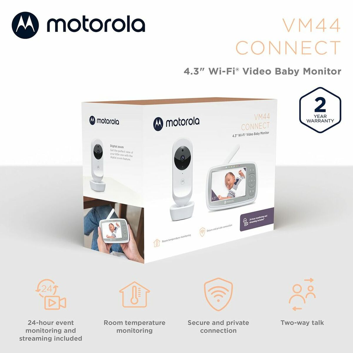 Babymonitor Motorola VM44 4,3" HD WIFI - 2