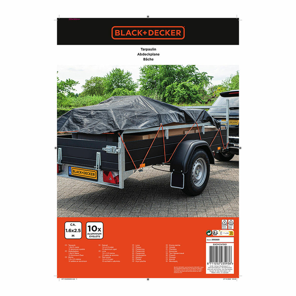 Släpvagnsskydd Black & Decker Svart 1,6 x 2,5 m - 5