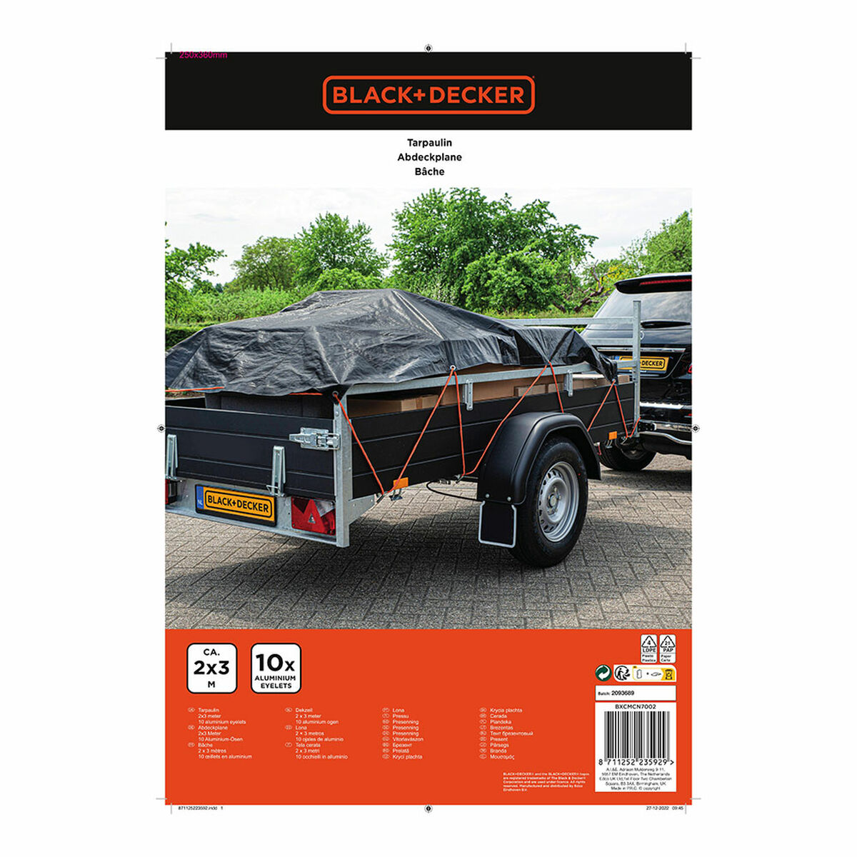 Släpvagnsskydd Black & Decker 2 x 3 m - 6