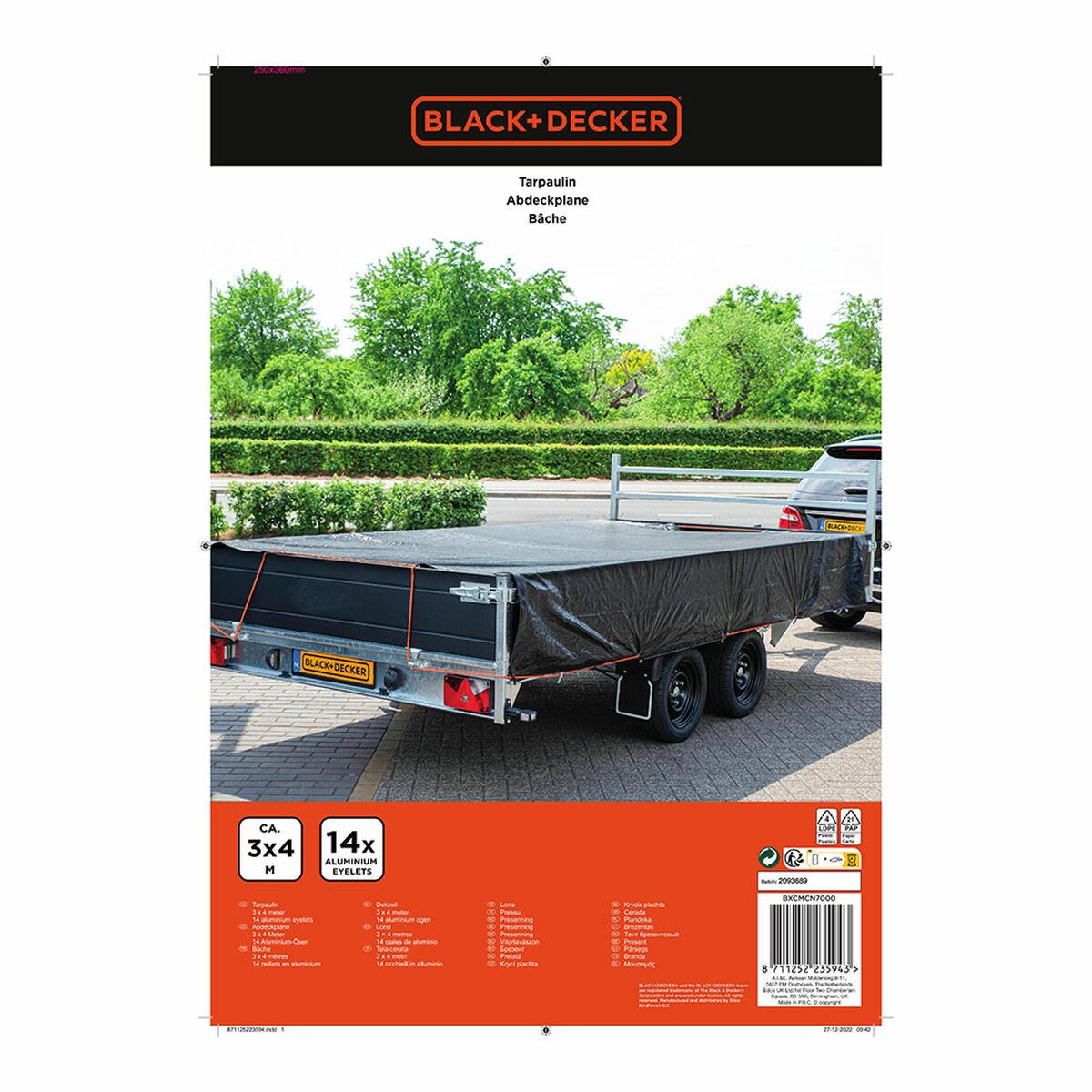Släpvagnsskydd Black & Decker Svart 3 x 4 m - 5