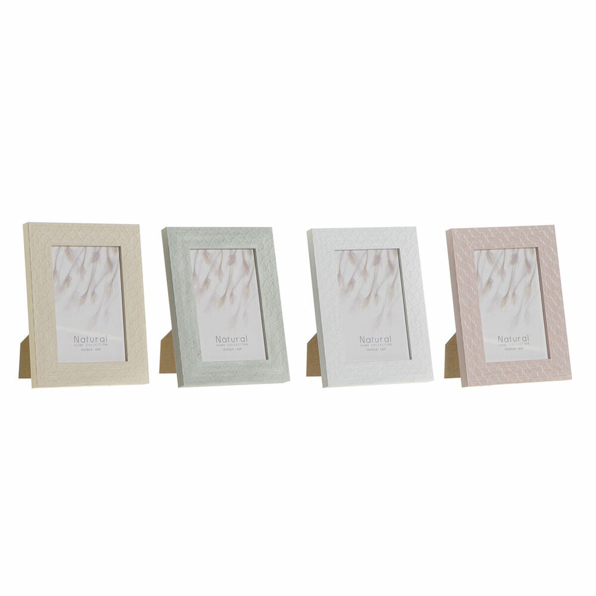 Fotoram DKD Home Decor Urban Glas Beige Rosa Vit Grön PS (14,5 x 2 x 19,5 cm) (4 antal)