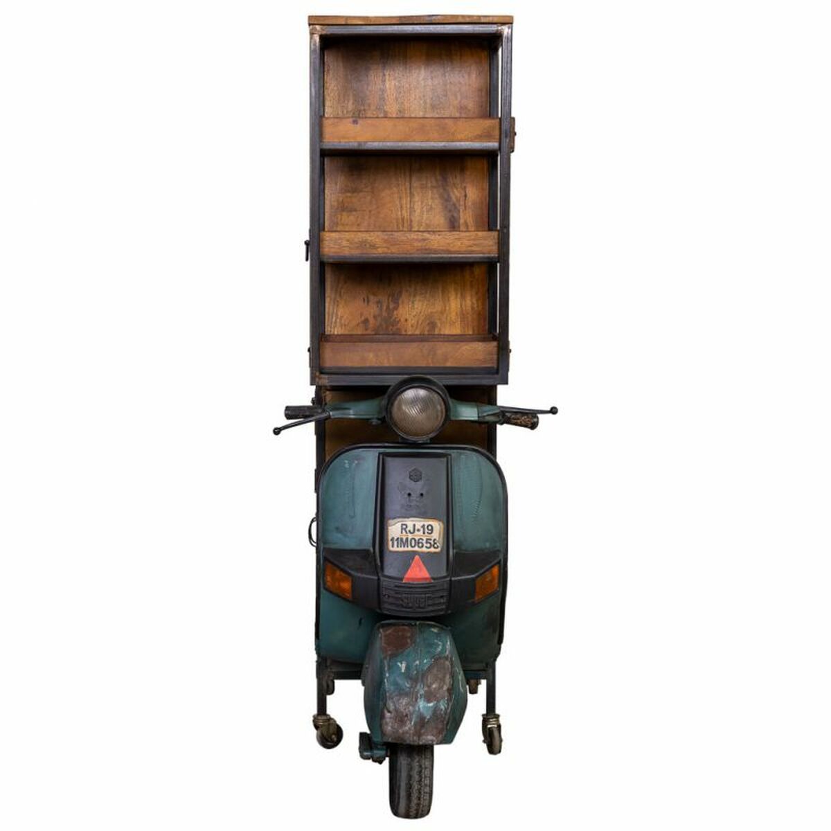 Bokhylla Alexandra House Living Metall Mangoträ 67 x 194 x 140 cm Flaskställ Motorcykel - 6