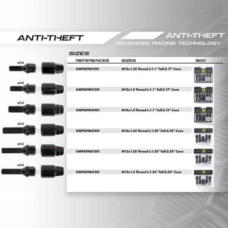 Skruvsats OMP OMPS09661401 M14 x 1,50 Svart - 2