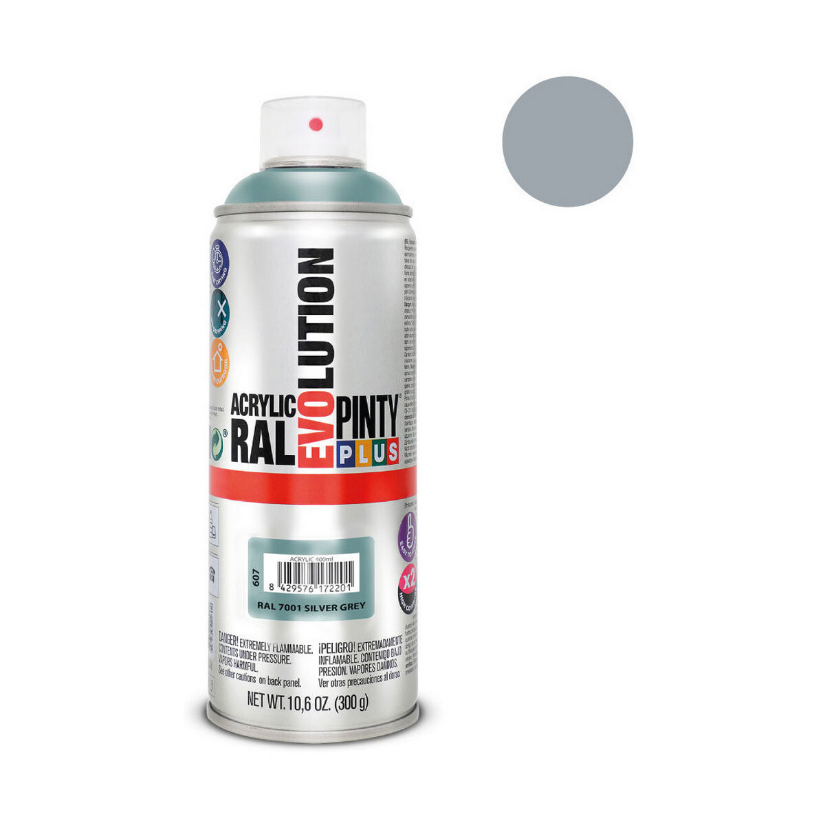 Sprejfärg Pintyplus Evolution RAL 7001 400 ml Silver Grey - 2