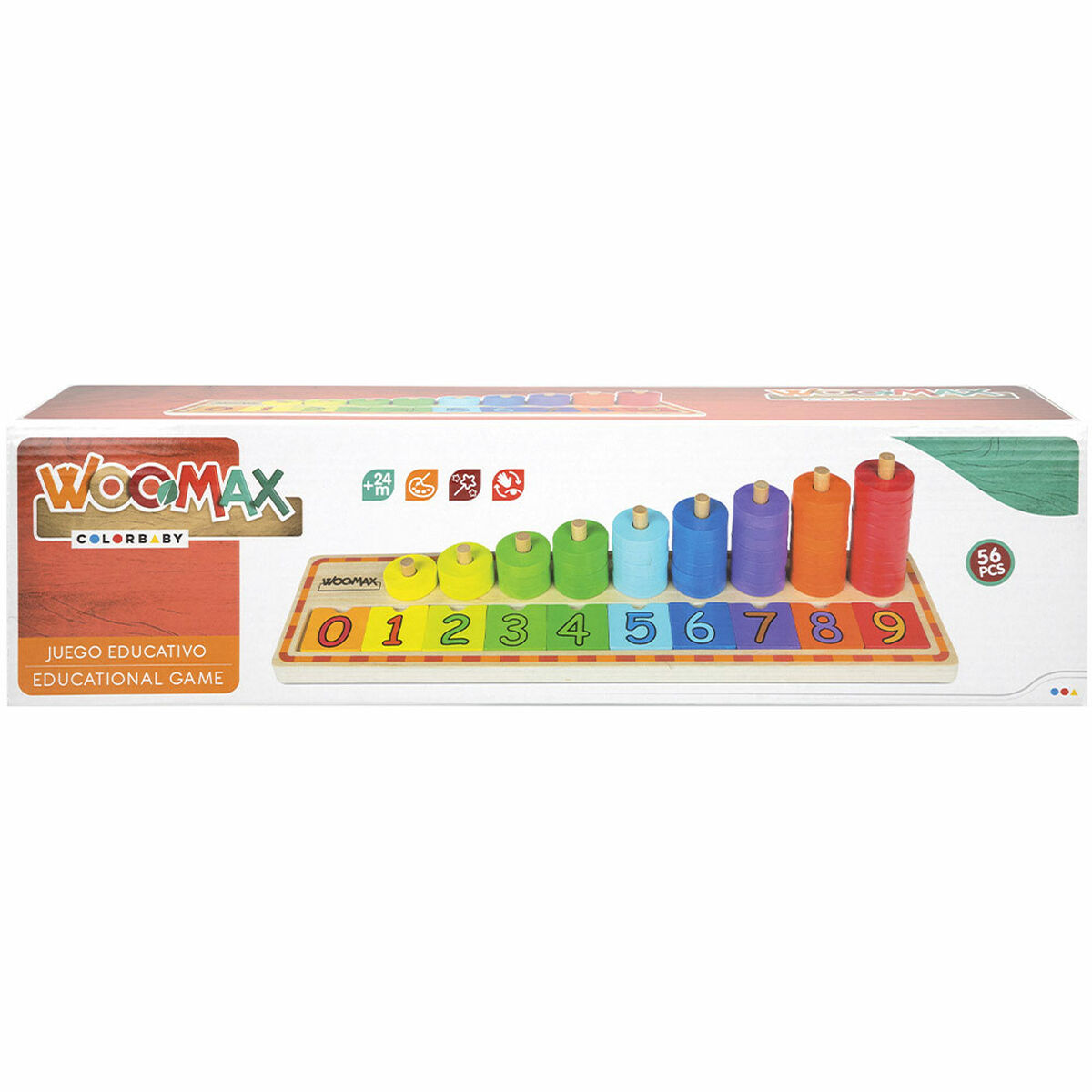 Pedagogiskt spel för små barn Woomax Siffror 56 Delar 4 antal 43 x 11 x 11 cm - 2
