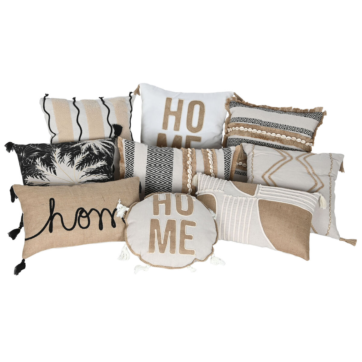 Kudde Home ESPRIT Beige Naturell Boho 45 x 5 x 45 cm - 4