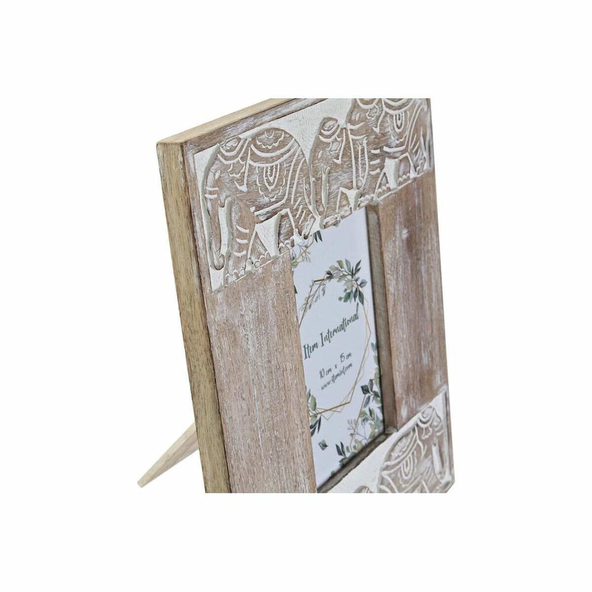 Fotoram DKD Home Decor Glas Elefant Brun Vit Mangoträ Indier (23 x 1,5 x 28 cm) - 2
