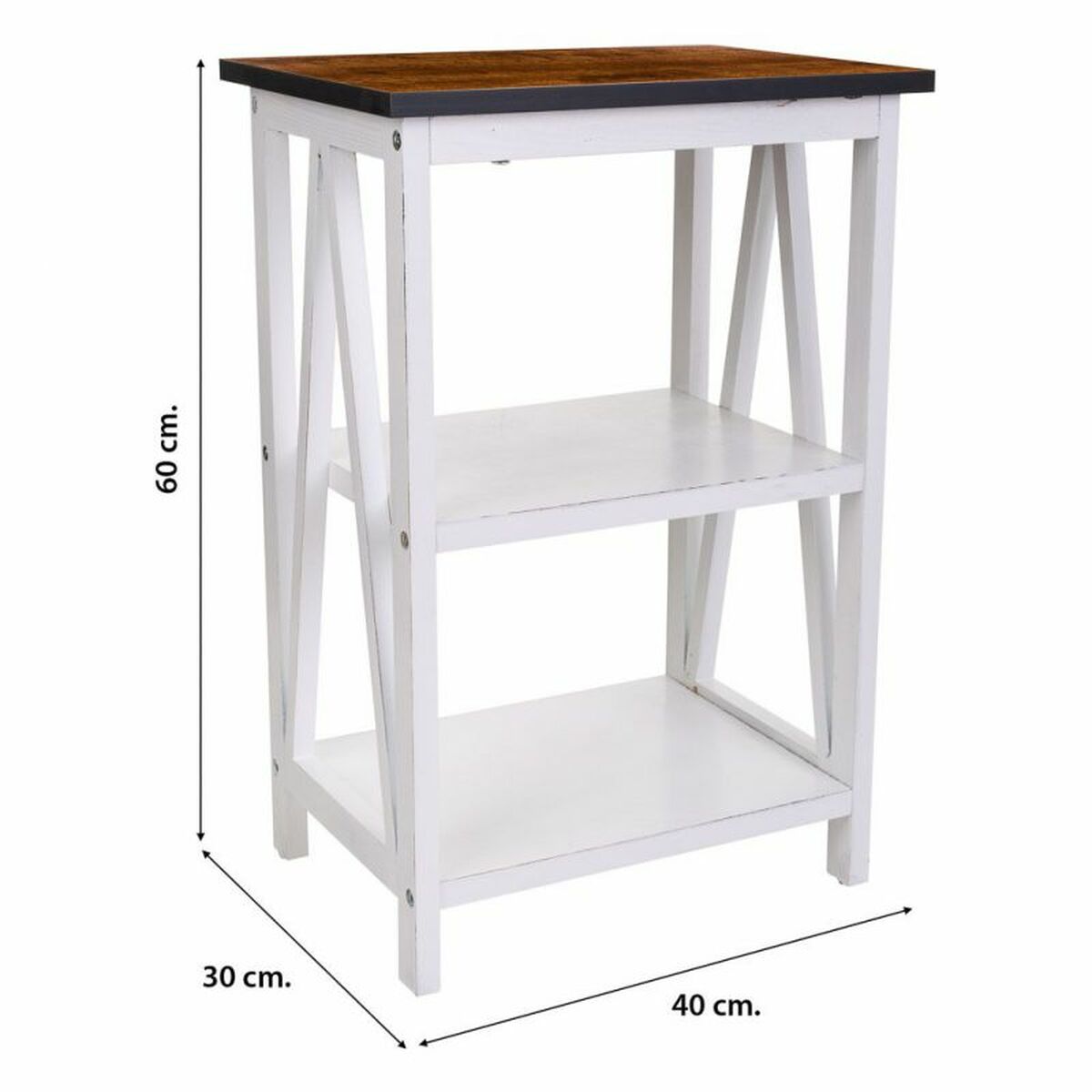 Bokhylla Alexandra House Living Vit Paulowniaträ Trä MDF 30 x 60 x 40 cm - 5