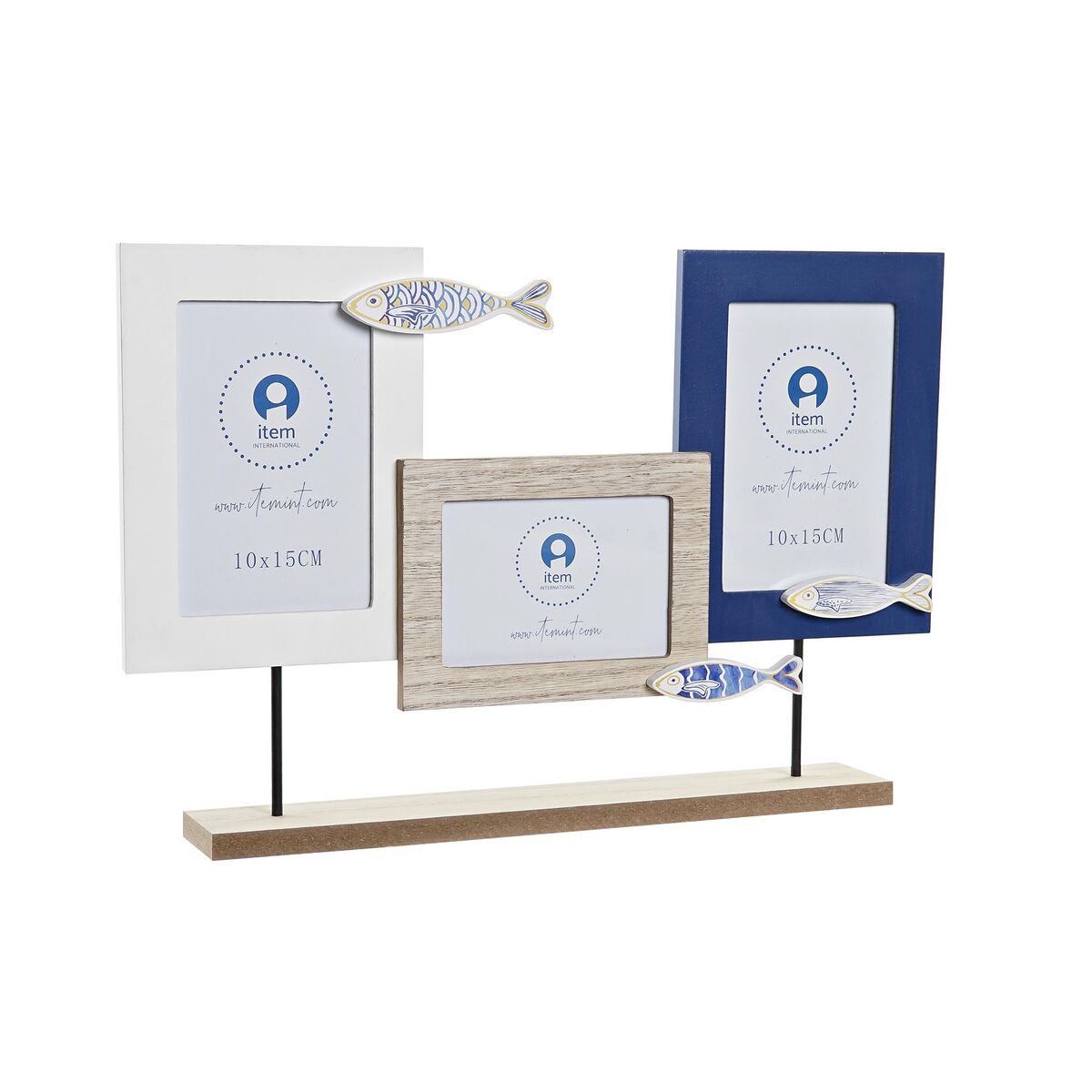 Fotoram DKD Home Decor Trä Glas Trä MDF Medelhavs Fiskar (40,5 x 6 x 27 cm)