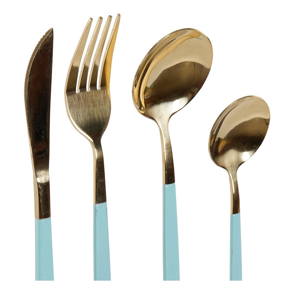 Bestick-set DKD Home Decor Grön Gyllene Rostfritt stål 1,5 x 0,5 x 22,3 cm 16 Delar - 3