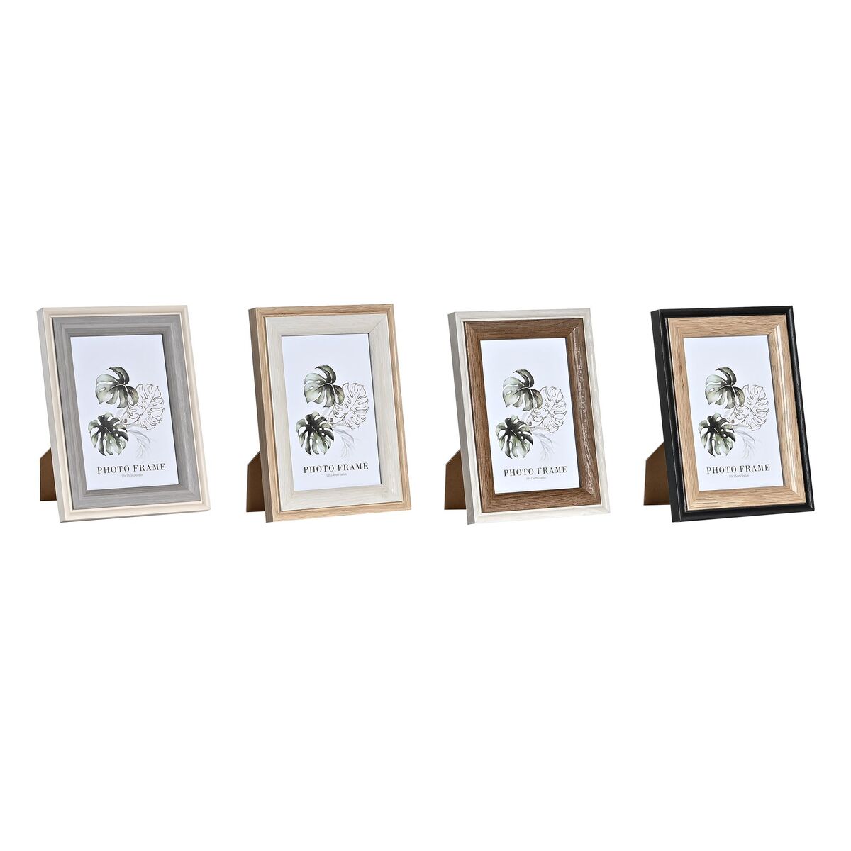 Fotoram DKD Home Decor Grå Beige Brun Vit Tropiskt Trä MDF (15 x 1,5 x 20 cm) (4 antal)