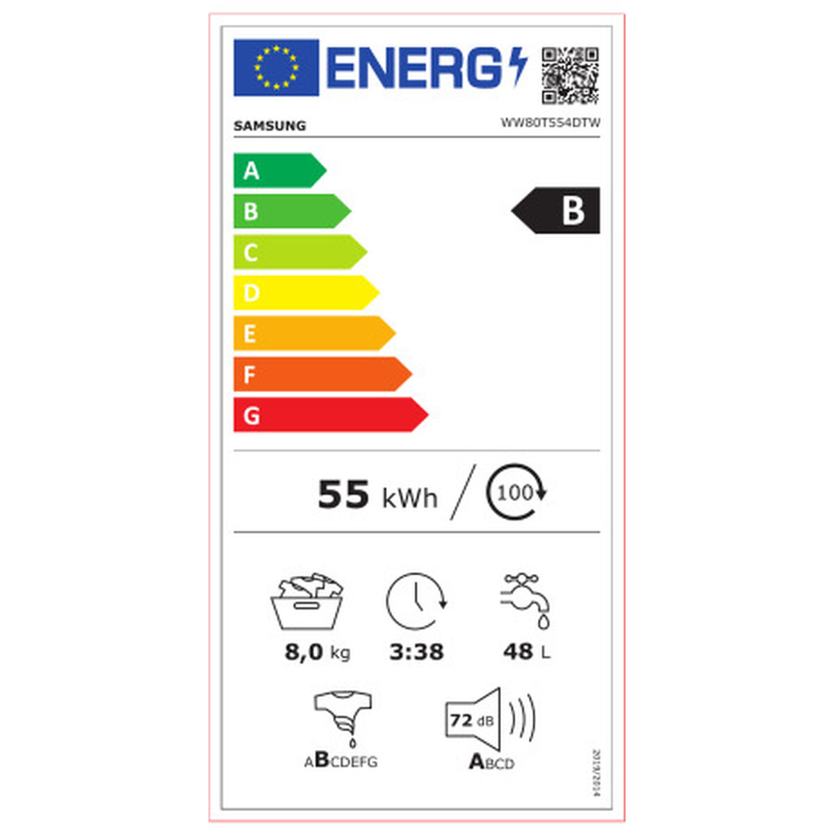Tvättmaskin Samsung WW80T554DTW 60 cm 1400 rpm 8 kg - 3