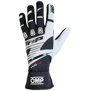 Karting Gloves OMP KS-3 Vit/Svart Svart/Vit S
