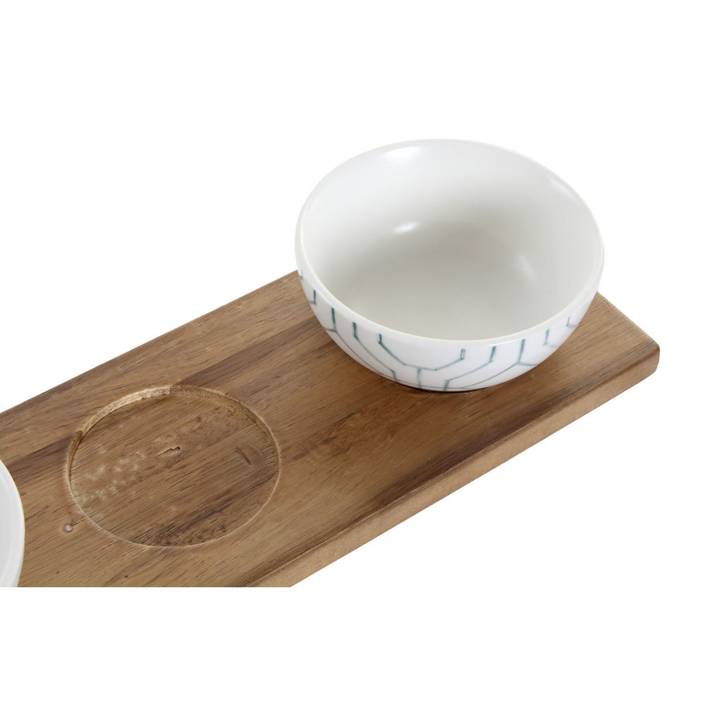 Tilltuggsset DKD Home Decor Vit Marinblå Porslin Akaciaträ Plast Orientalisk 4 Delar 30 x 9,5 x 1,3 cm - 3