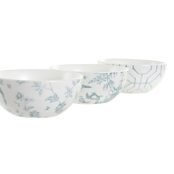 Tilltuggsset DKD Home Decor Vit Marinblå Porslin Akaciaträ Plast Orientalisk 4 Delar 30 x 9,5 x 1,3 cm