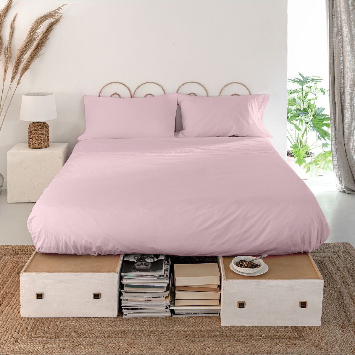 Överlakan HappyFriday Basic Ljusrosa 260 x 270 cm - 4