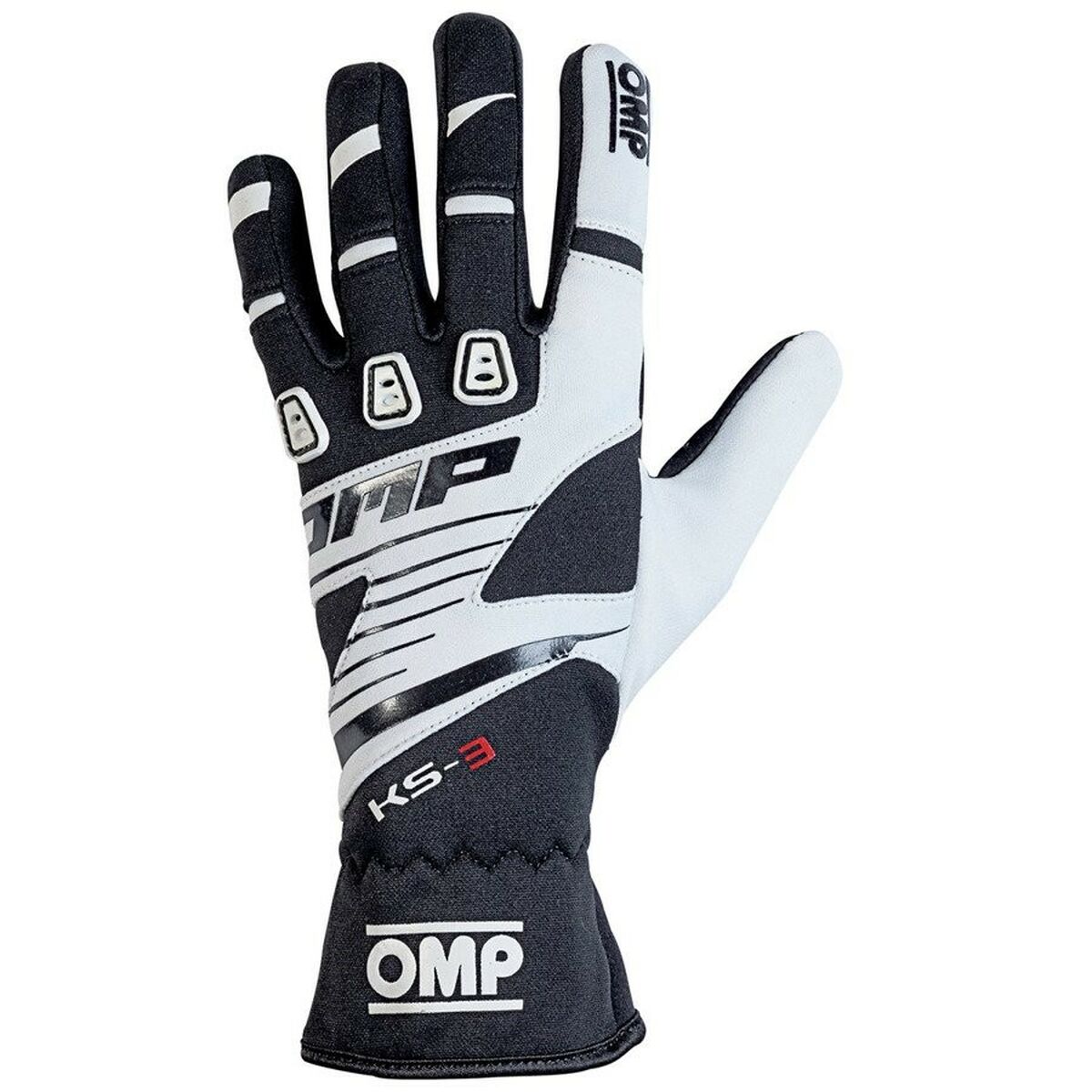 Karting Gloves OMP KS-3 Vit/Svart Svart/Vit XXS