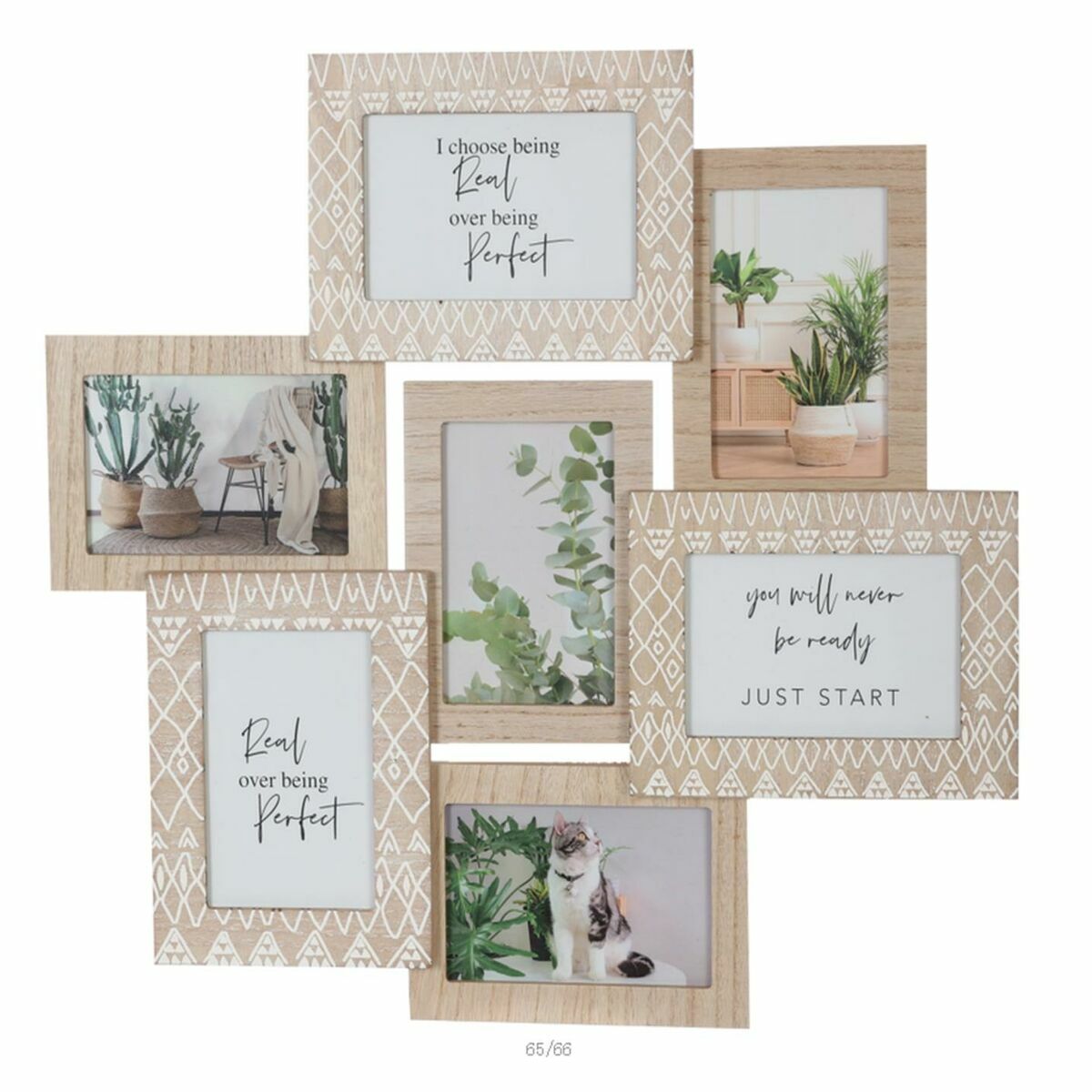 Fotoram DKD Home Decor Glas Naturell Trä MDF Skandinavisk (50,5 x 1,8 x 48 cm)