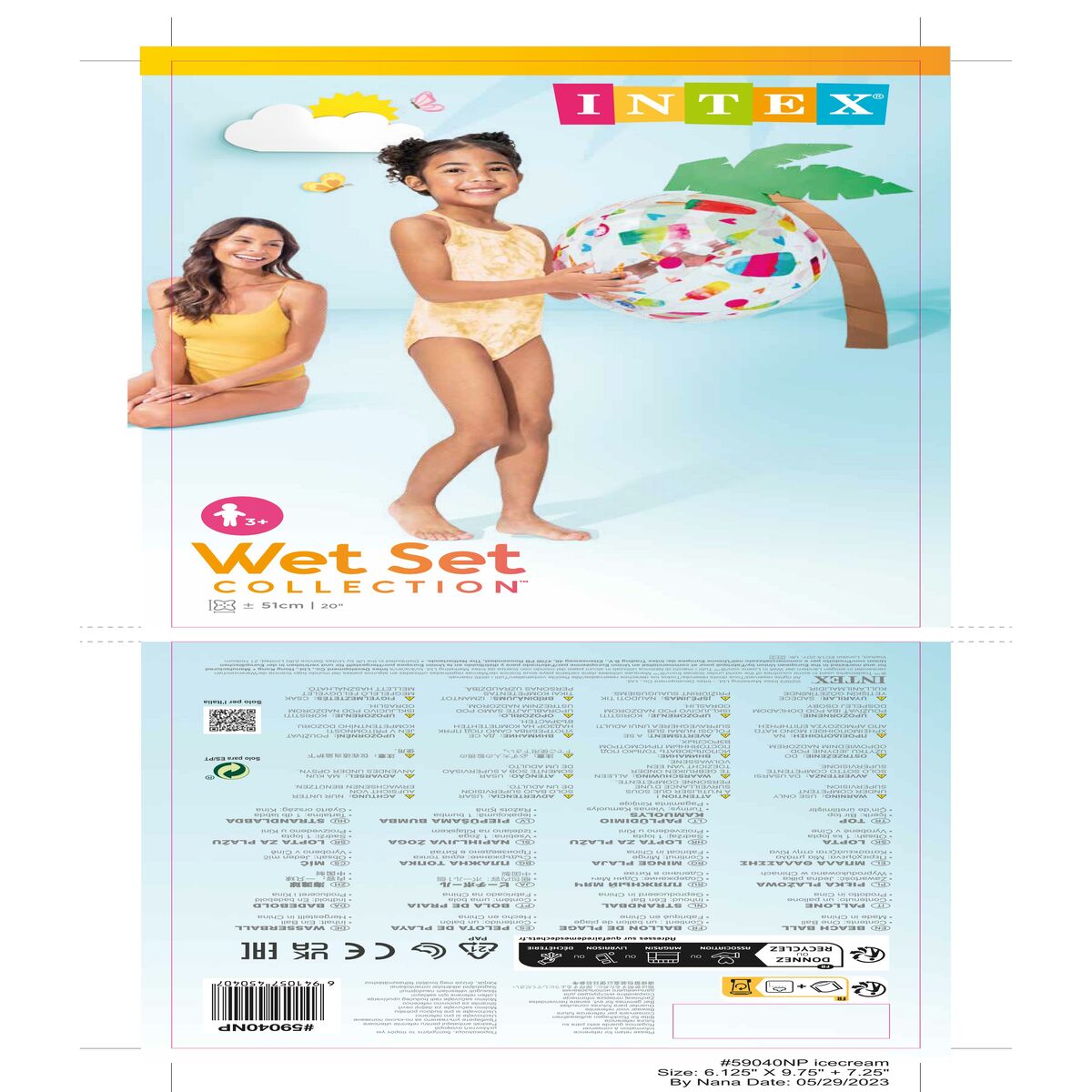 Uppblåsbar boll Intex 59040NP 51 cm Vit Multicolour - 5