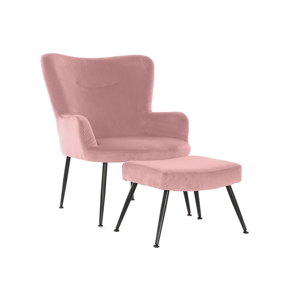 Fåtölj DKD Home Decor Svart Rosa 70 x 60 x 84 cm