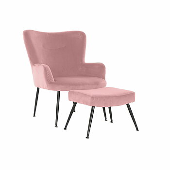 Fåtölj DKD Home Decor Svart Rosa 70 x 60 x 84 cm