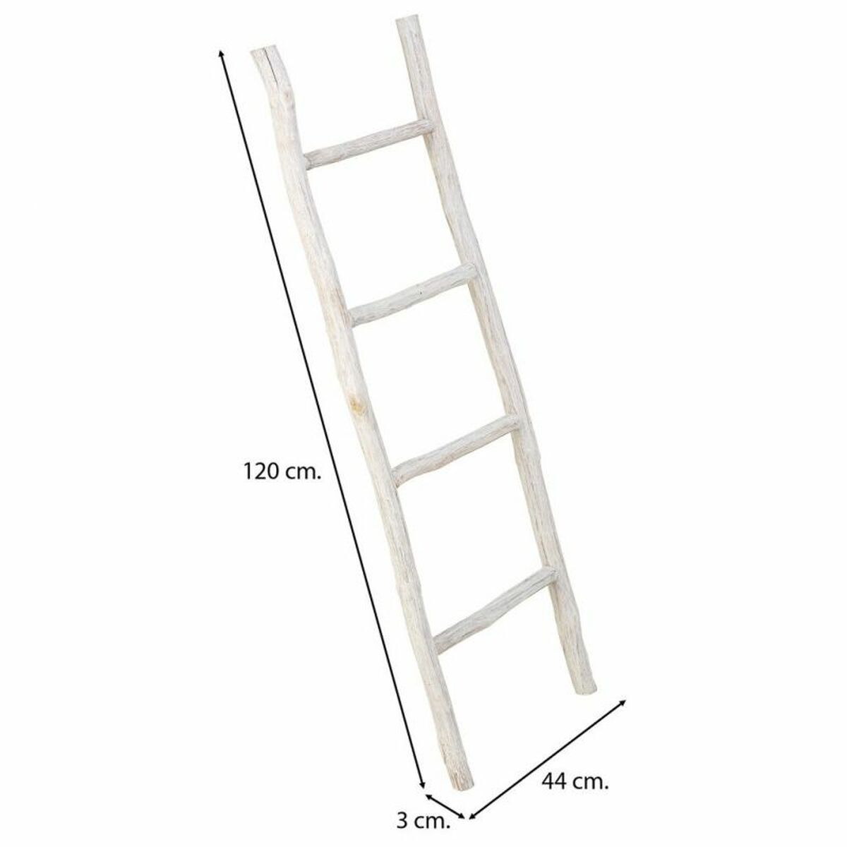 Bokhylla Alexandra House Living Vit Paulowniaträ 3 x 120 x 44 cm Trappa - 4
