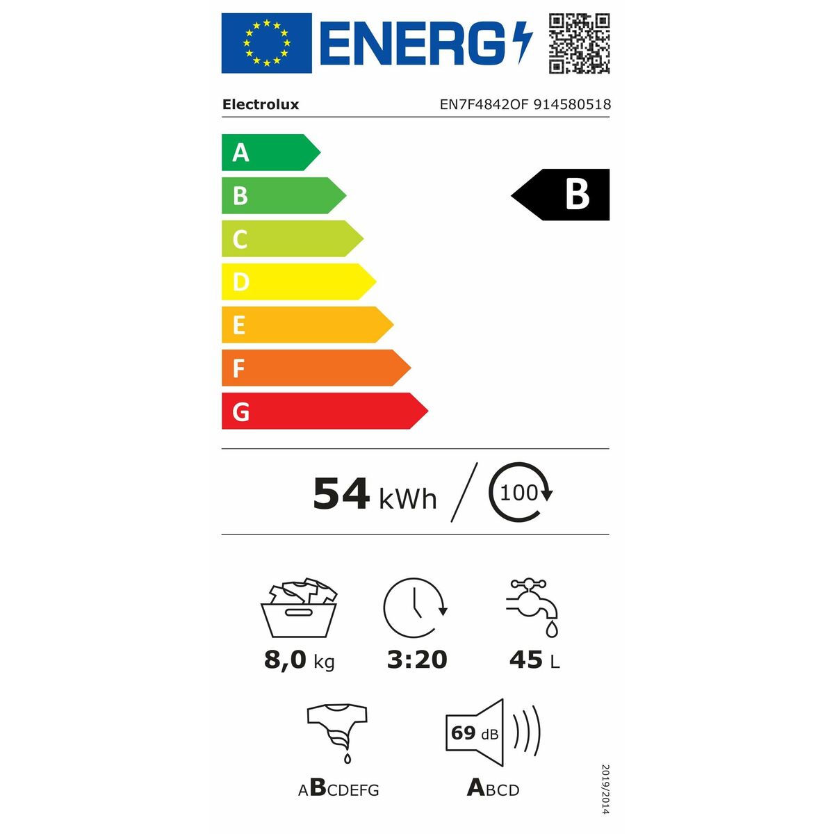 Tvättmaskin Electrolux EN7F4842OF 59,6 cm 1400 rpm 8 kg - 3