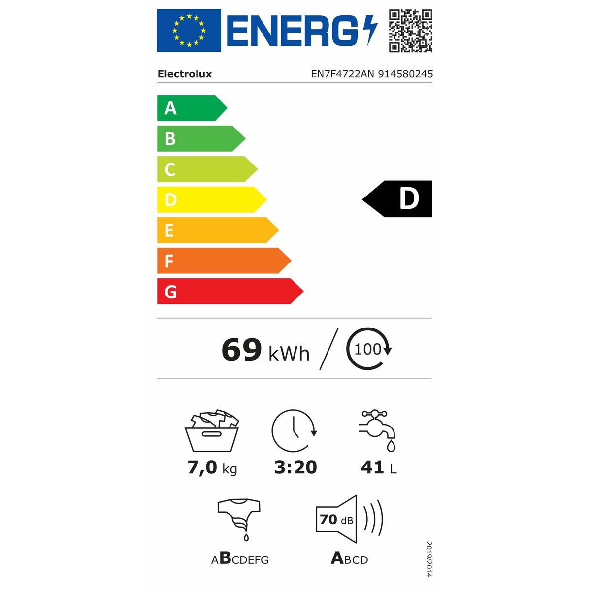 Tvättmaskin Electrolux EN7F4722AN 59,6 cm 1200 rpm 7 kg - 3