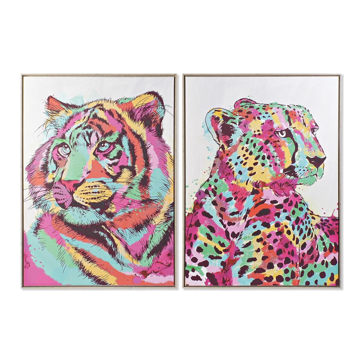 Tavla DKD Home Decor 104 x 4,5 x 143,5 cm Tiger Modern (2 antal)