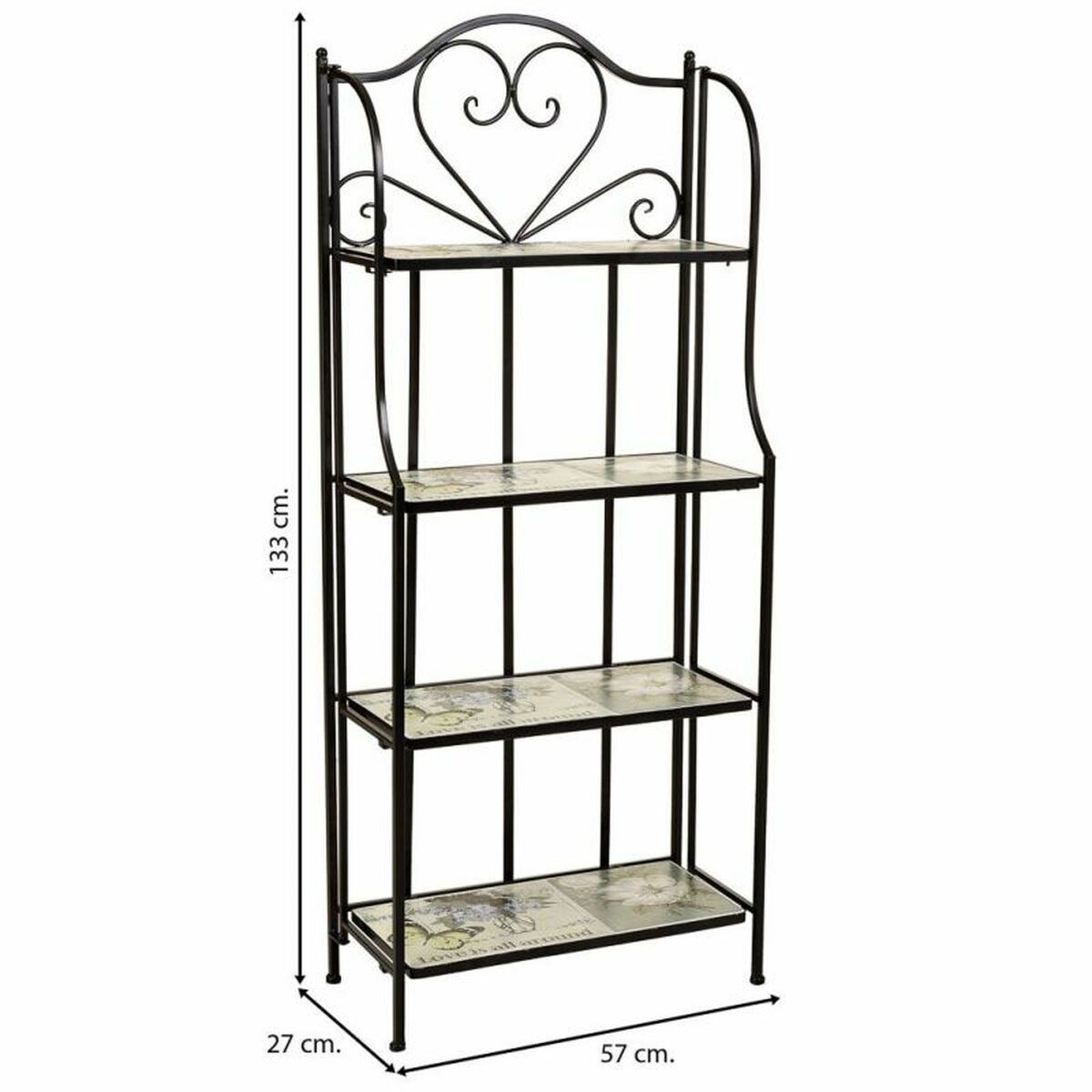 Bokhylla Alexandra House Living Svart Järn Smide Kakel 27 x 133 x 57 cm - 3