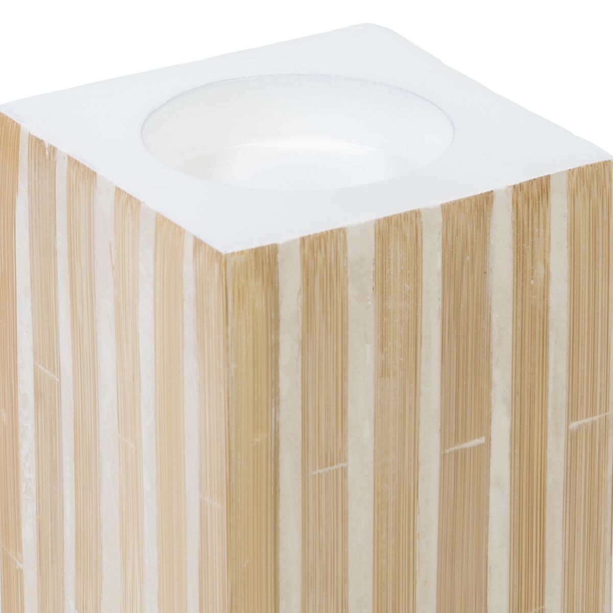 Ljusstakar Beige Bambu Trä MDF 10,5 x 10,5 x 21 cm - 2
