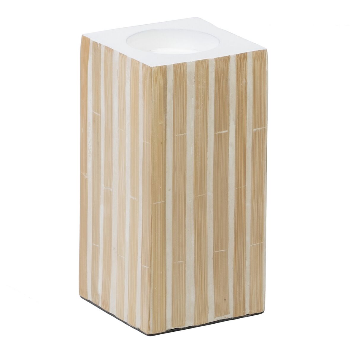 Ljusstakar Beige Bambu Trä MDF 10,5 x 10,5 x 21 cm