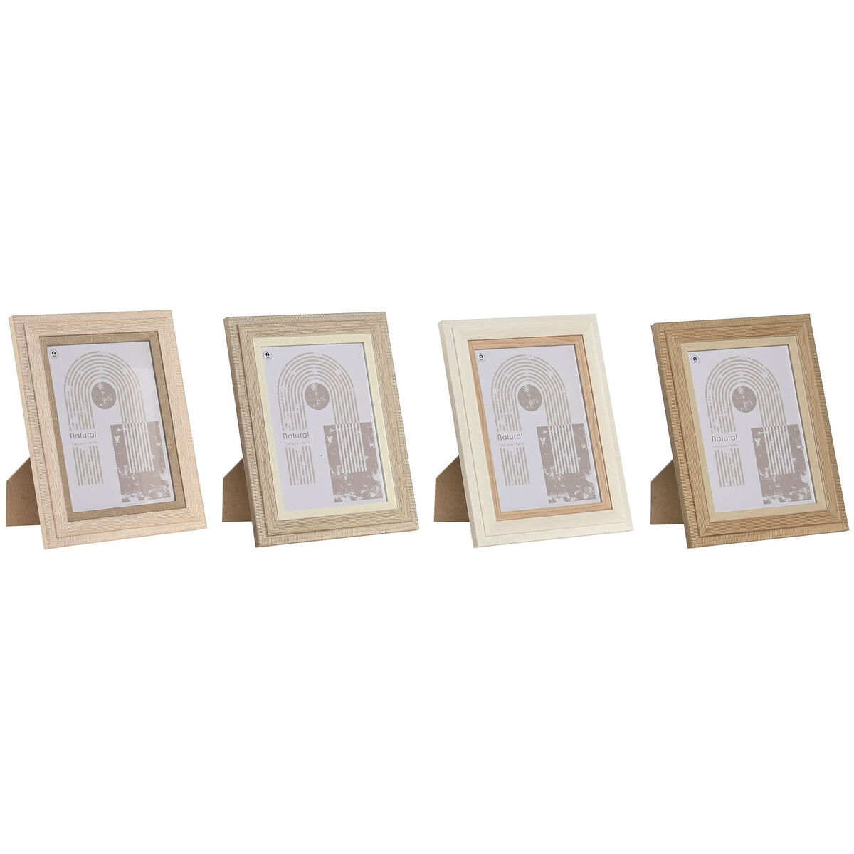 Fotoram Home ESPRIT Multicolour Aluminium Glas Trä MDF Scandi 16 x 2,8 x 21 cm (4 antal)