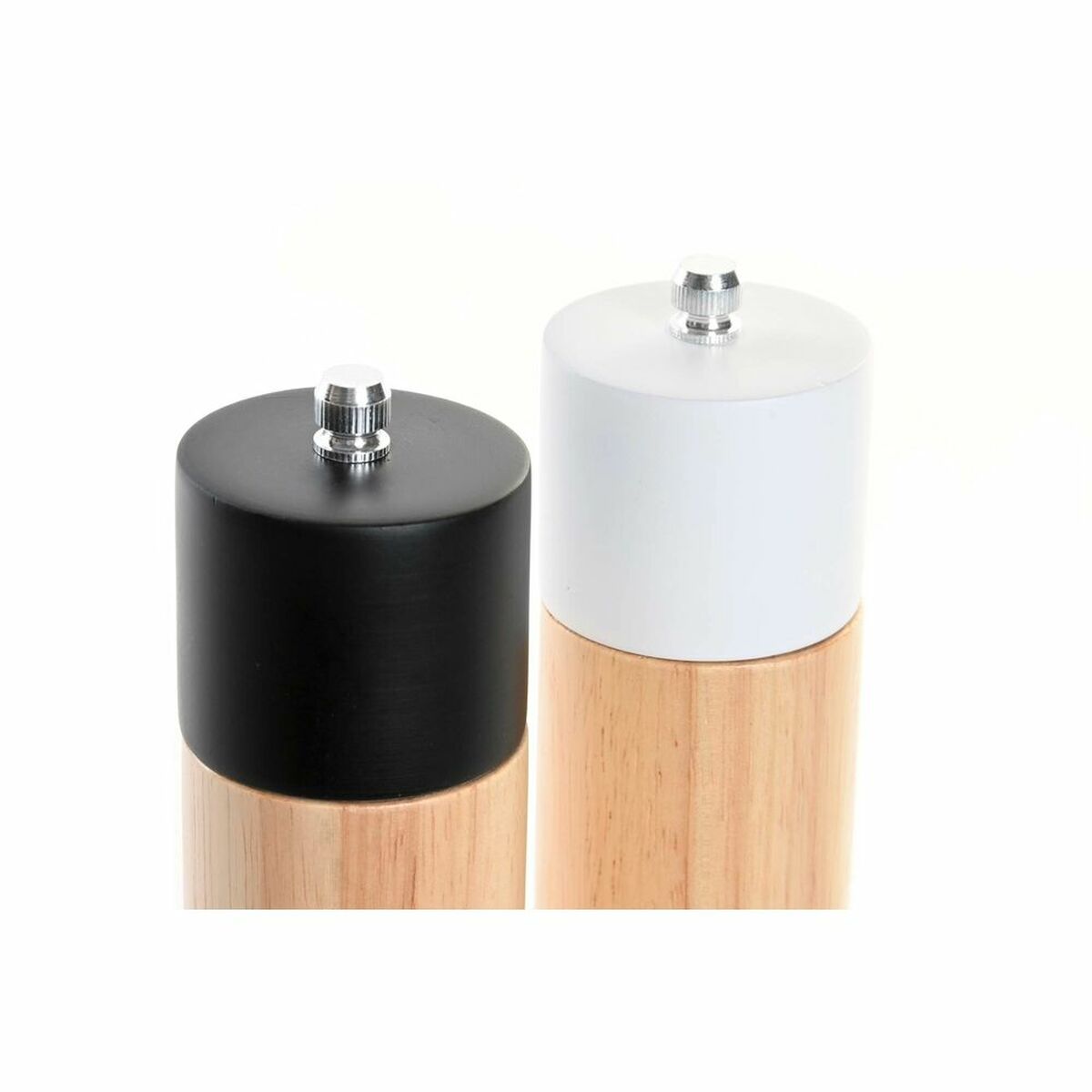 Salt-och-peppar-set DKD Home Decor 5 x 5 x 16 cm Keramik Svart Gummiträ Vit (2 antal) - 4