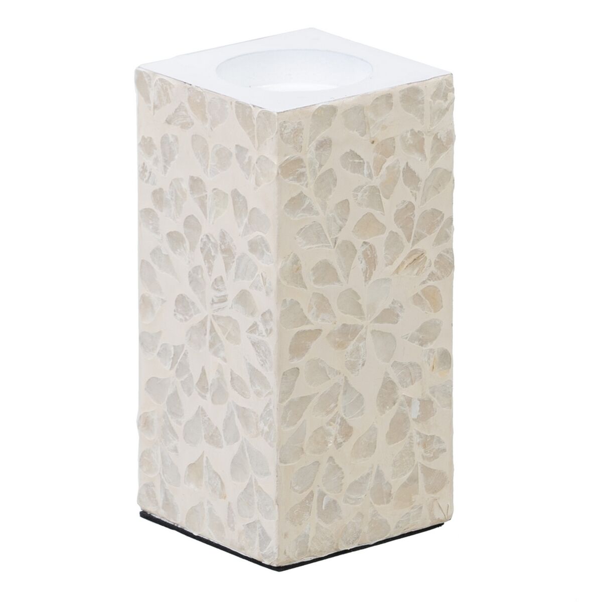 Ljusstakar Beige Pärlemor Trä MDF 10,5 x 10,5 x 21 cm