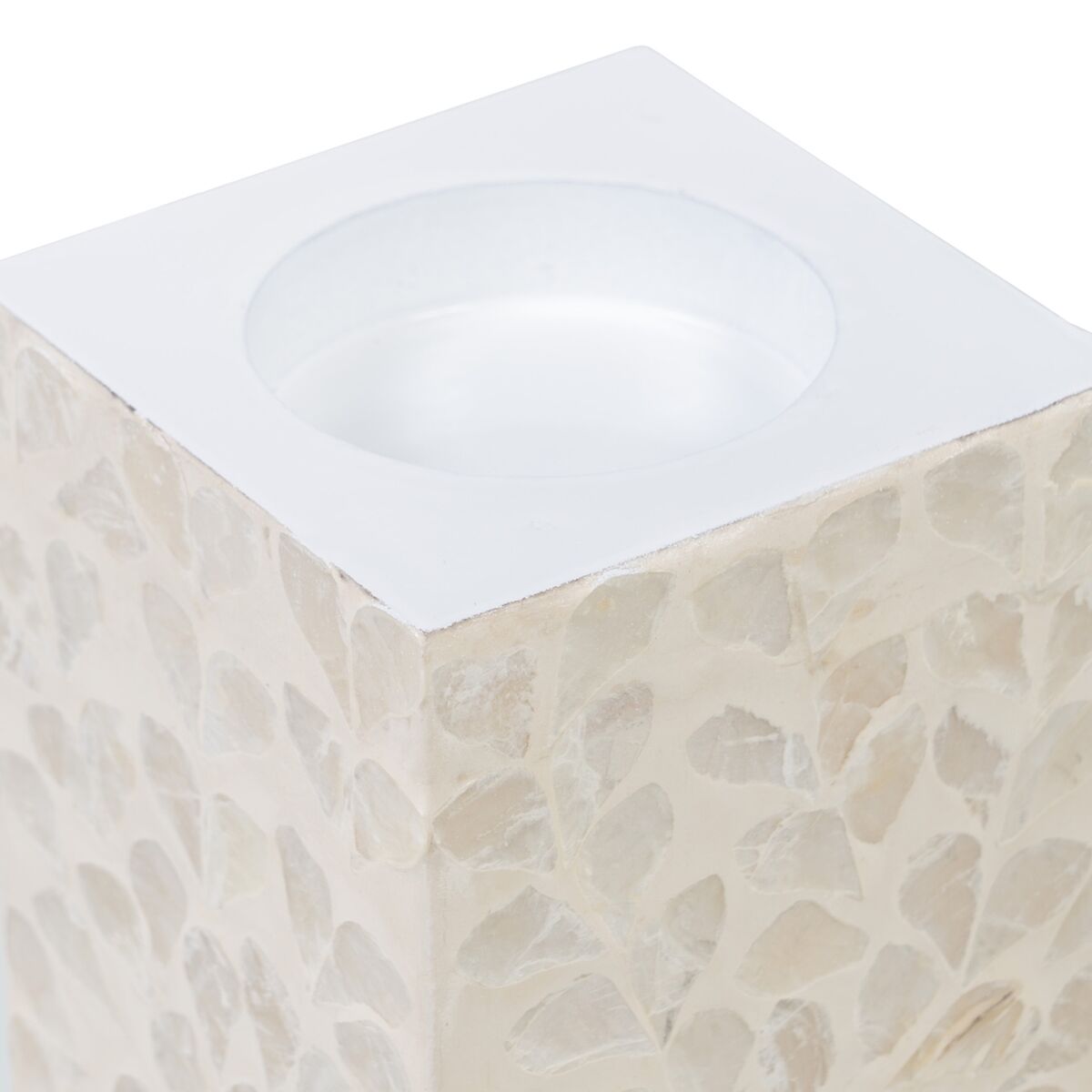 Ljusstakar Beige Pärlemor Trä MDF 10,5 x 10,5 x 21 cm - 2